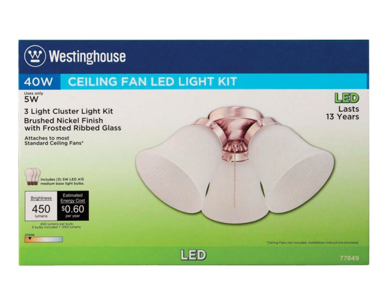 Westinghouse 7785000 Three LED Cluster Ceiling Fan Light Kit Oil Rubbed Bronze 