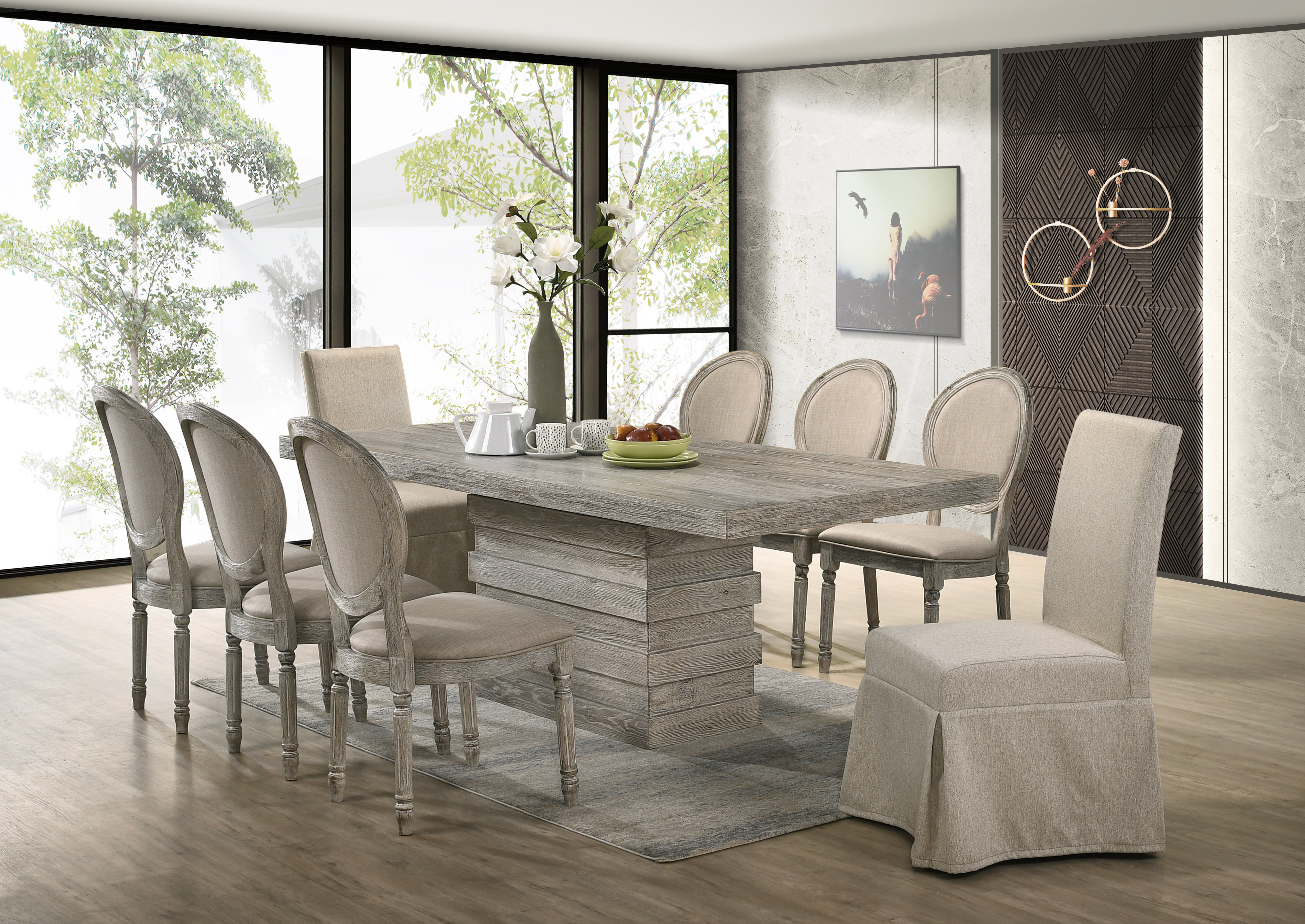 8 person dining table and chairs set