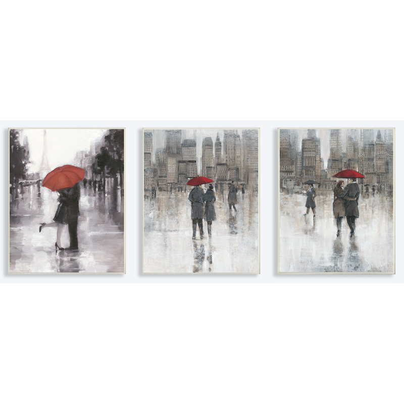 Stupell Industries Rain In The City Couple With Red Umbrella 3