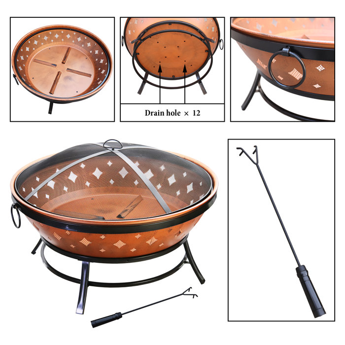 Latitude Run Alfkil Steel Wood Burning Fire Pit Reviews Wayfair