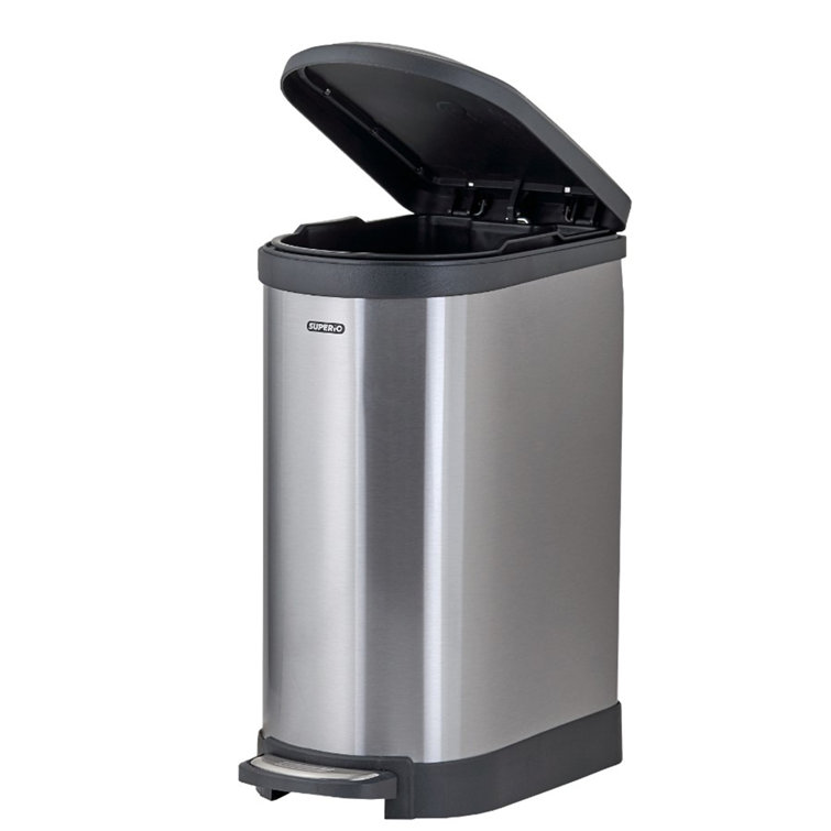 Garbage Pail Narrow Stainless Steel 2.6 Gallon Step On Trash Can