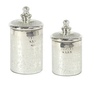 Beach Themed Canister Sets Wayfair Traditional Cylindrical Gl 2 Piece Kitchen Canister Set