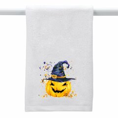 Halloween Pumpkin Face Jack o lantern Striped Bath Hand Towel 16x25 CUTE NWT 