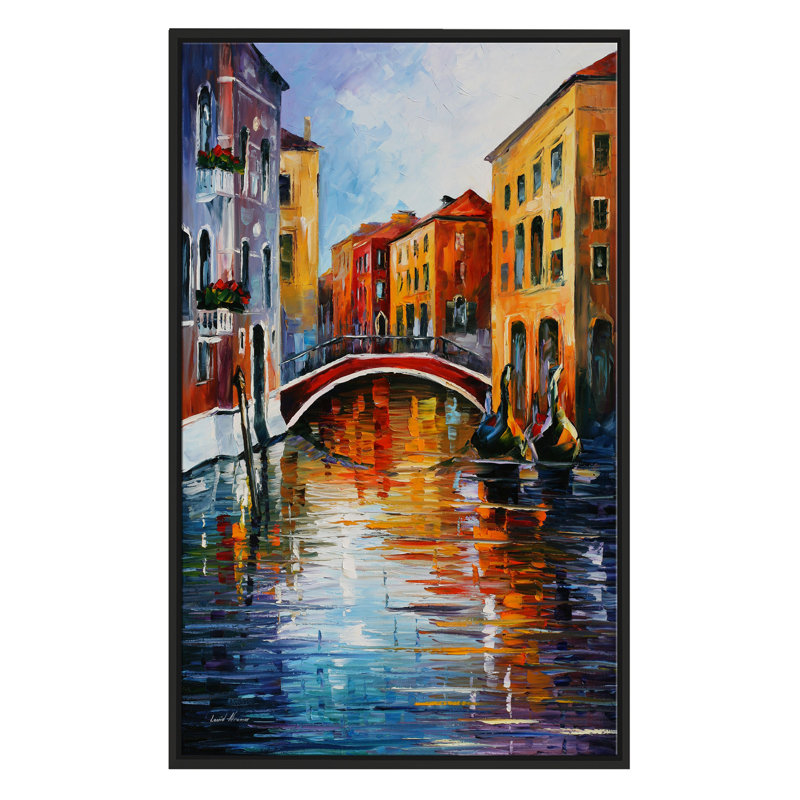 Winston Porter Canal In Venice Framed Oil Painting Print On