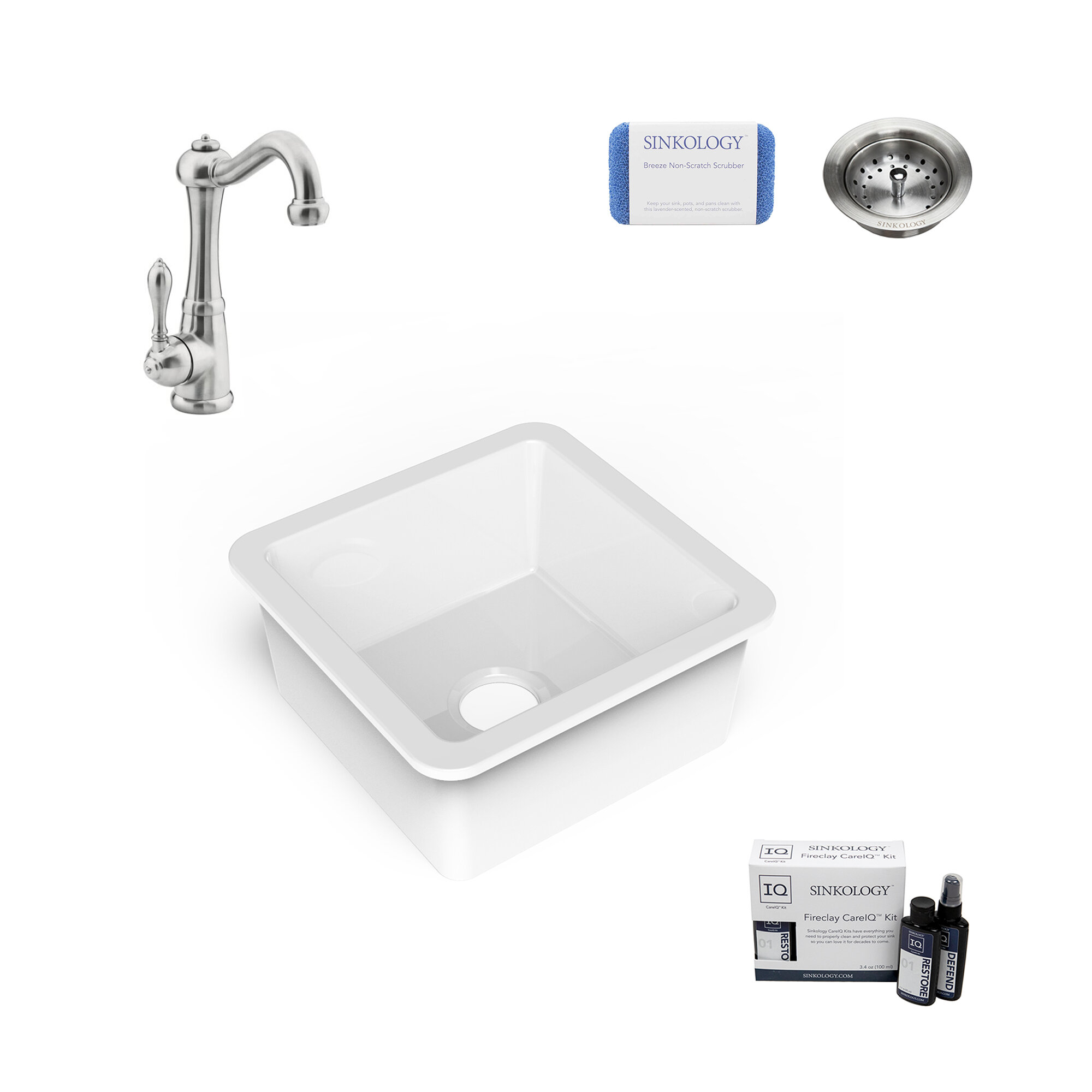 Sinkology Amplify Undermount Fireclay 18 1 Bar Prep Sink With Marielle Faucet And Drain Wayfair