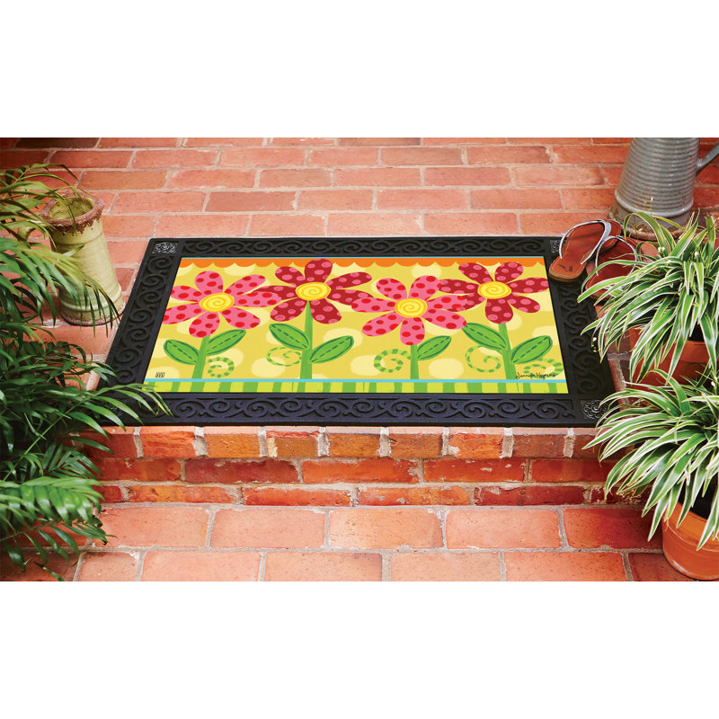 Studio M Folk Flowers 30 In X 18 In Non Slip Outdoor Door Mat Wayfair