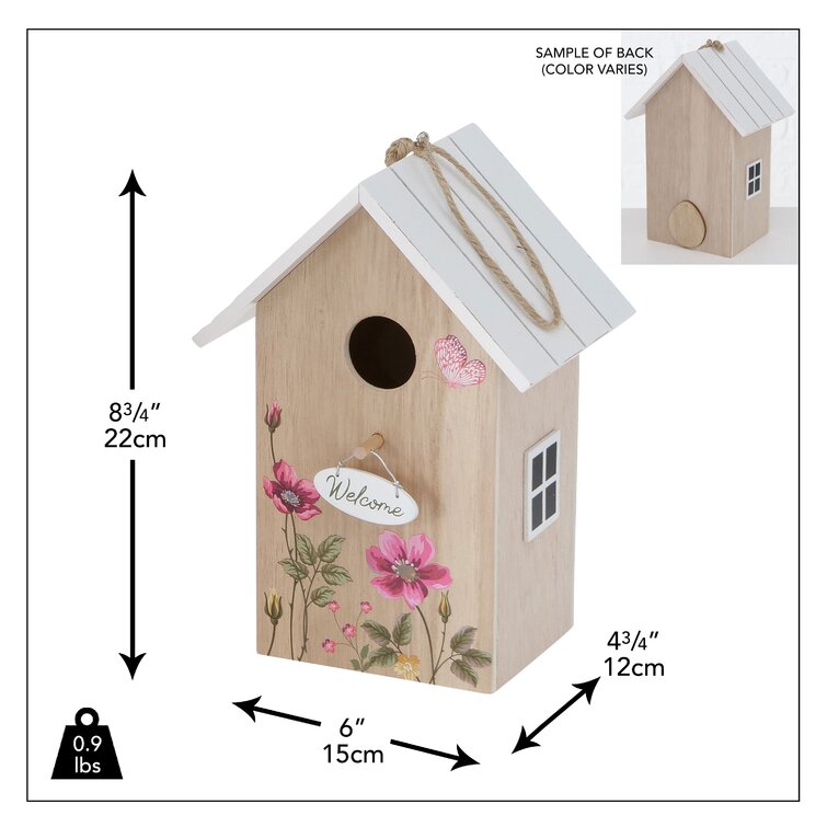 Wooden Birdhouse 22cm Variety Of Colours Available Garden Ornament Wildlife