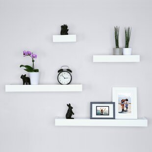 White Set of 2 Ballucci Classic Flaoting Wall Shelves 16 Inch