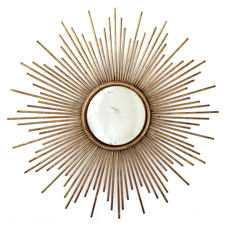 Sunburst Mirror Sunburst Antiqued Gold Metal Wall Mirror #sunburstmirror