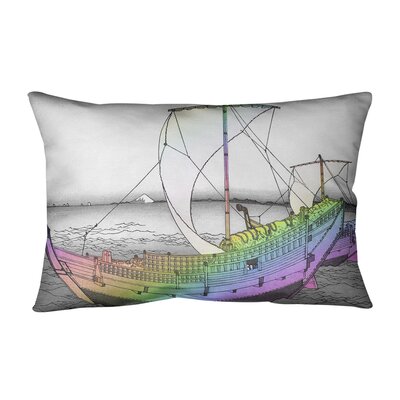 The Kazusa Sea Route Linen Lumbar Pillow East Urban Home Color: Rainbow Ship
