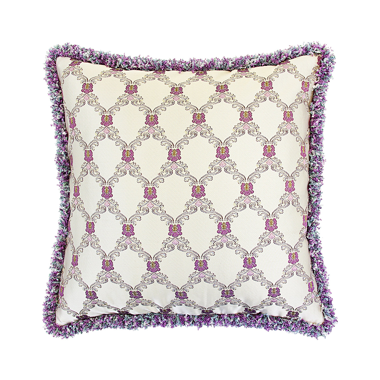 Astoria Grand Donato European Embroidery Plush Edge Pillow Cover