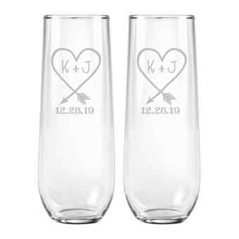 Le Prise Personalized Carved Heart Date 8 Oz Glass Flute Wayfair