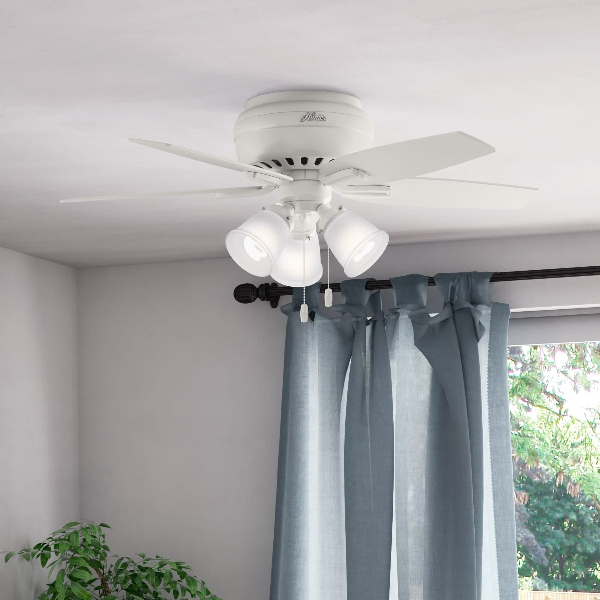 Hunter Fan 42 Newsome 5 Blade Flush Mount Ceiling Fan With Pull Chain And Light Kit Included Reviews Wayfair
