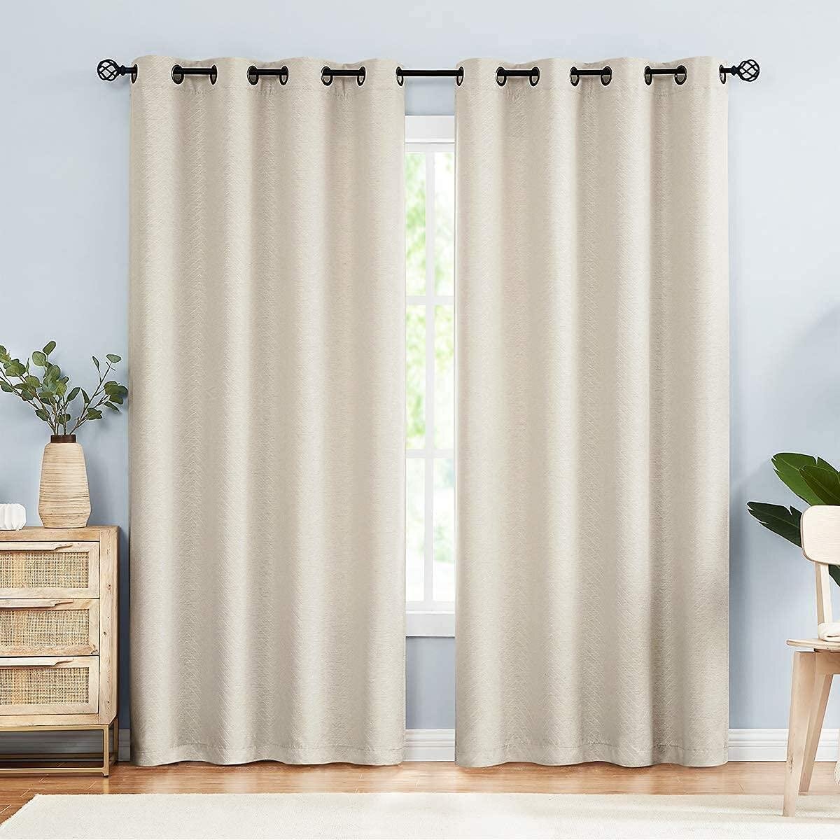 Urbanest Indoor 100% Linen Solid Window Curtain Drapes,2 Panels Per Set 