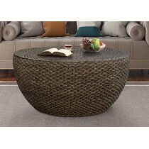 wayfair round wicker coffee table