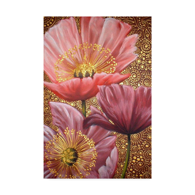 Winston Porter Three Pink Poppies Acrylic Painting Print On