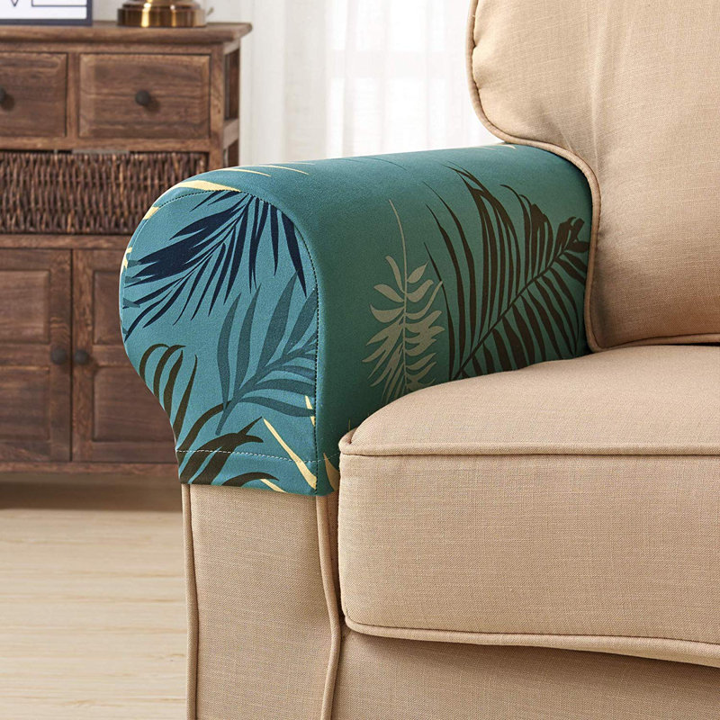 Bayou Breeze Leaves Printed Armrest Box Cushion Sofa Slipcover