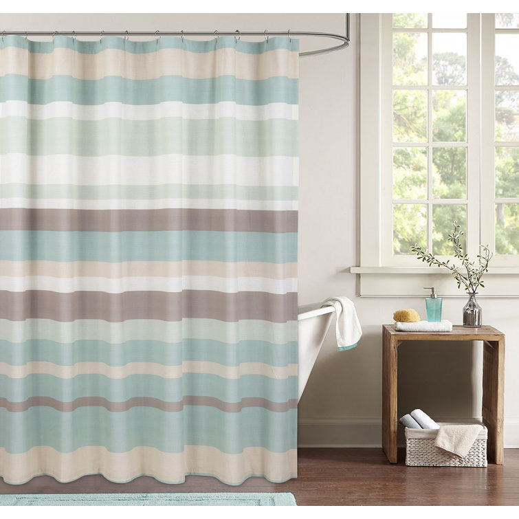 Highland Dunes Mueller Cotton Striped Single Shower Curtain Wayfair