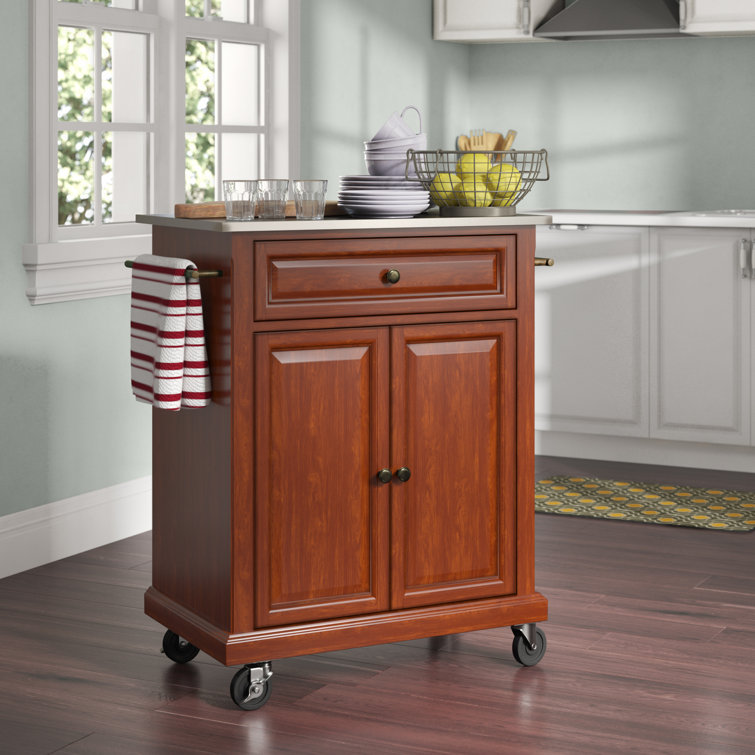 Three Posts Hedon Kitchen Cart With Stainless Steel Top Reviews Wayfair Ca