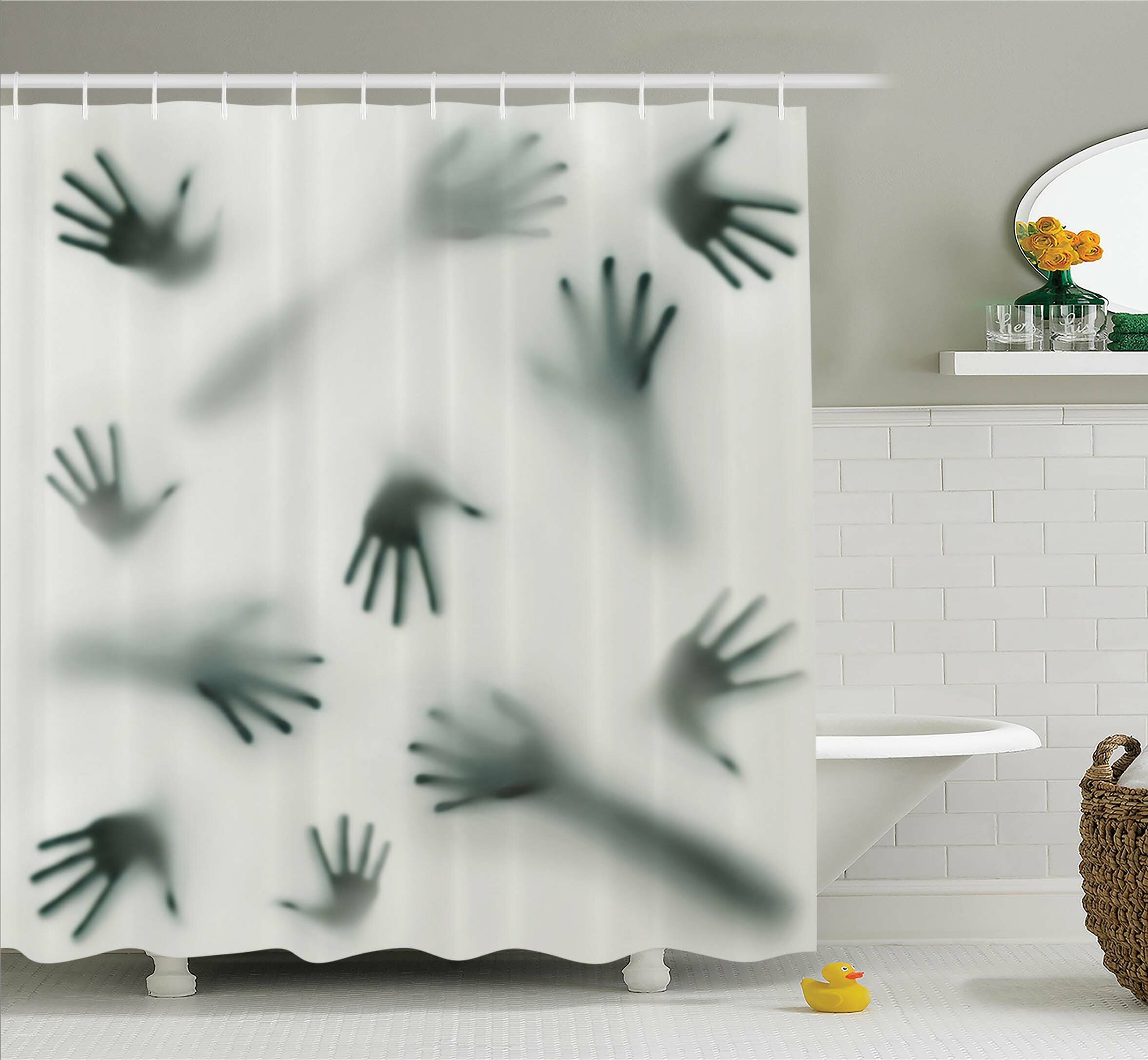 East Urban Home Horror House Frightening Hands Arms Ghost Shadow Alien Spirit Touch Mist Strangers Artwork Shower Curtain Set Reviews Wayfair