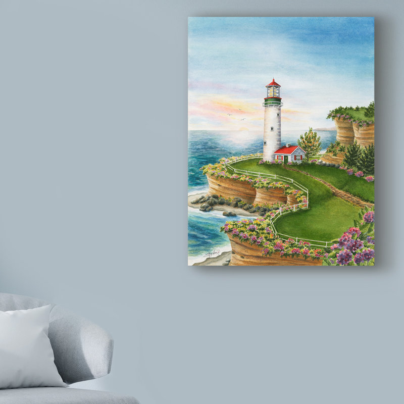 Winston Porter Lighthouse Sunset Acrylic Painting Print On