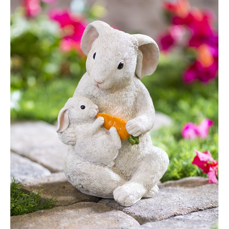 Wind Weather Rabbit With Baby And Carrot Resin Statue Wayfair