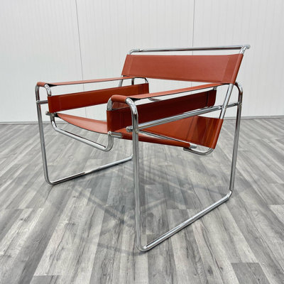 Torvehallerne Leather Accent Armchair With Stainless Steel Frame - Modern Design, Comfy Seating