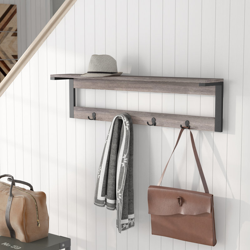 Wall Mounted Coat Rack With Hooks Junien 100 Shelf 100 Hook Entryway Wall Mounted Coat Rack Reviews 73 Wall Mounted Coat Rack With Hooks Junien 100 Shelf 100 Hook Entryway Wall Mounted Coat Rack Reviews 73