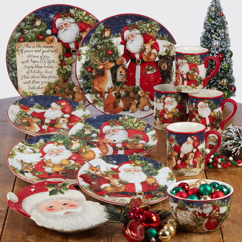 Delorme Magic of Christmas Santa 16 Piece Dinnerware Set