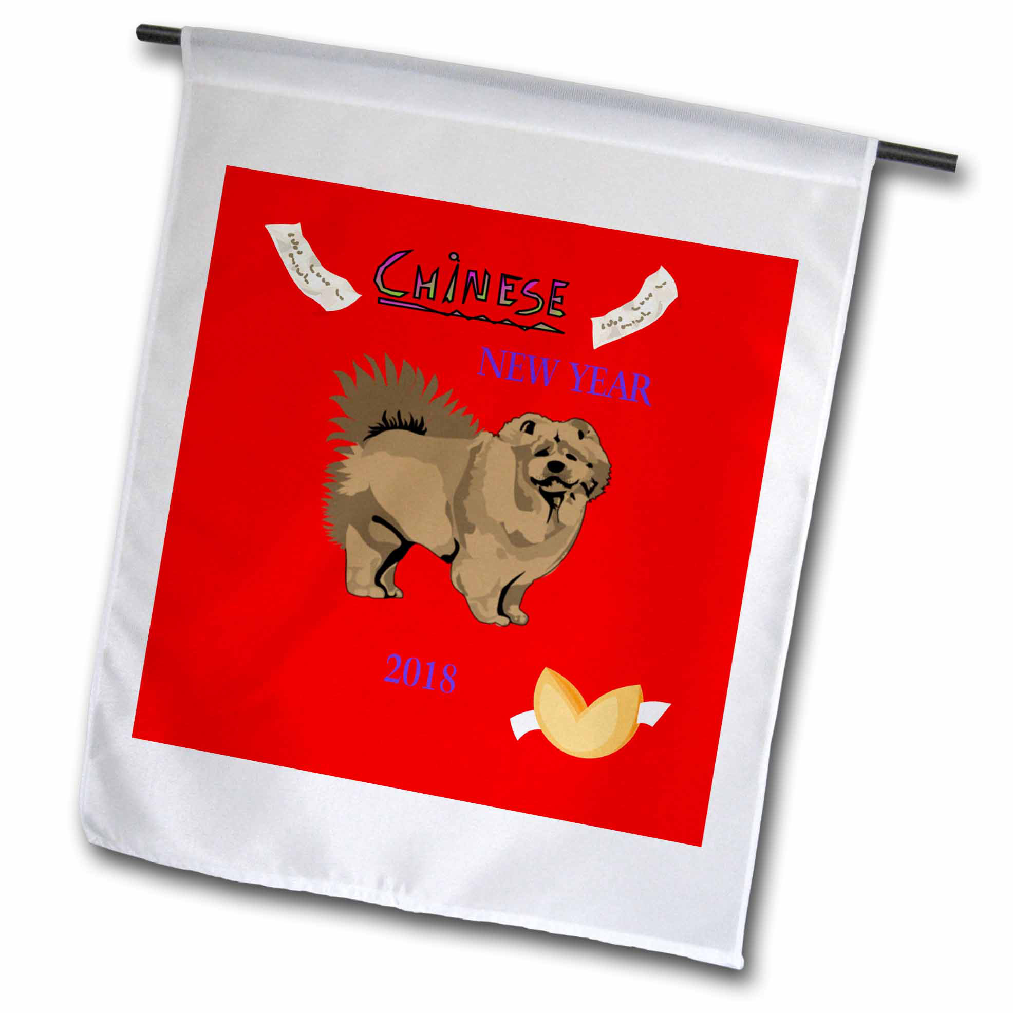 3drose Image Of Chinese New Year With Chow Dog And Fortune Cookie Polyester 18 X 12 In Garden Flag Wayfair