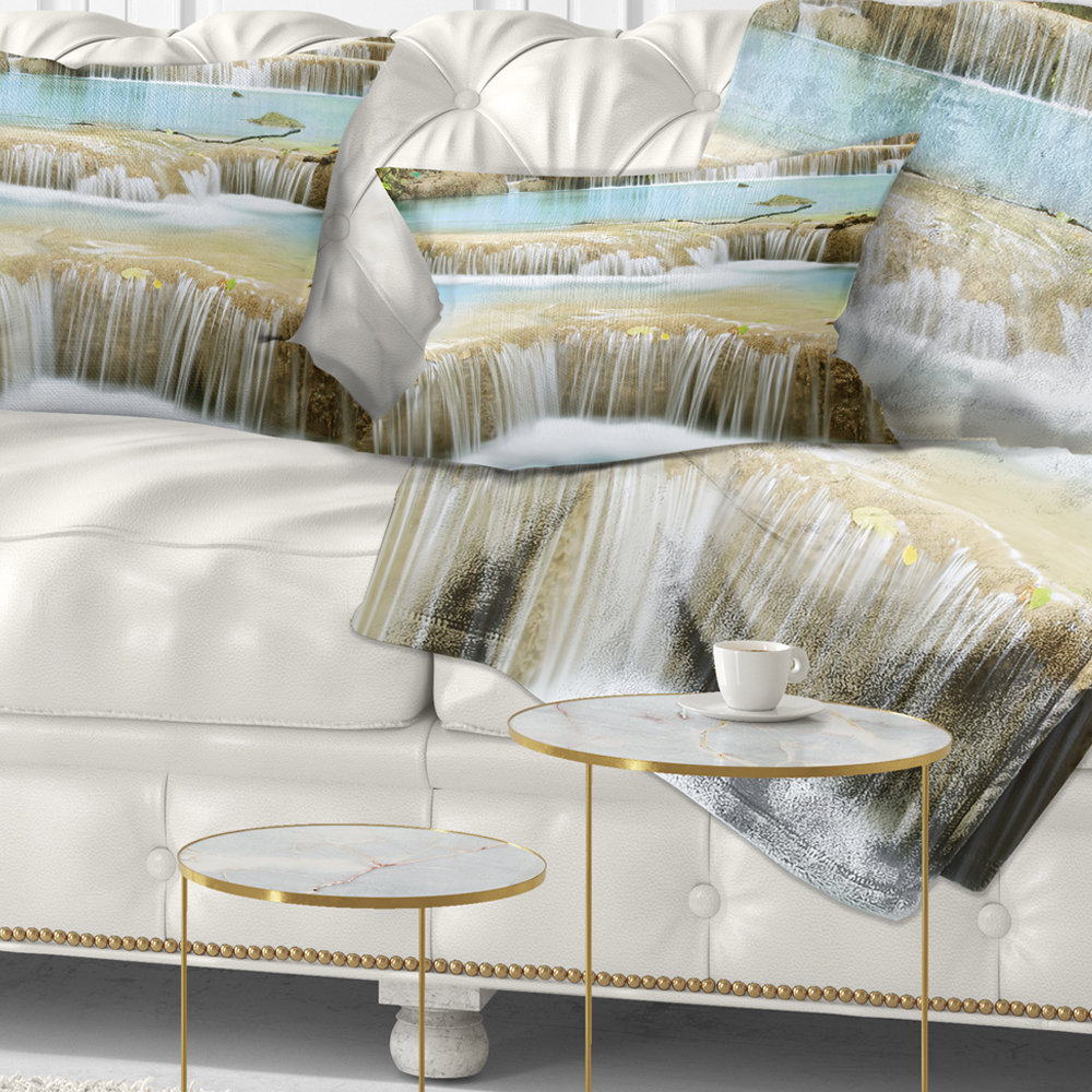 East Urban Home Photography Erawan Waterfall Landscape Lumbar Pillow Wayfair