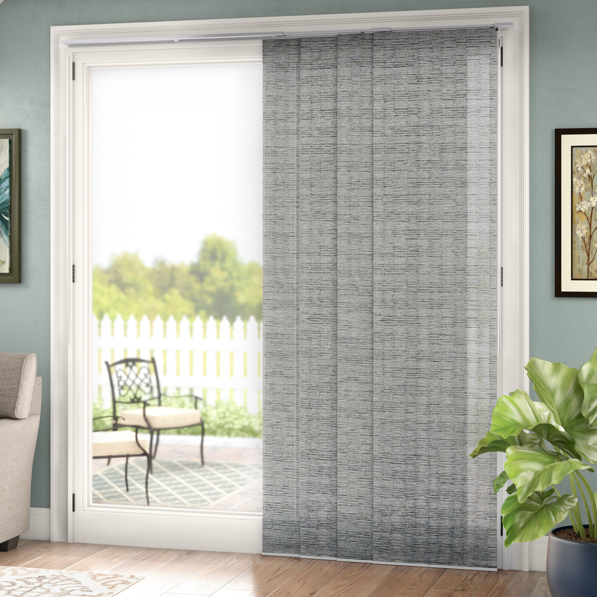 Natural Woven Adjustable Sliding Panel Blinds Patio Door Vertical Blind Curtain 