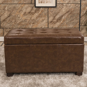 Elegant Waxed Texture Tufted Storage O..