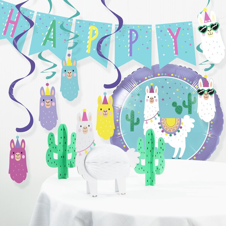 LLAMA PARTY CUTOUT BANNER ~ Birthday Supplies Room Hanging Decoration Animal 