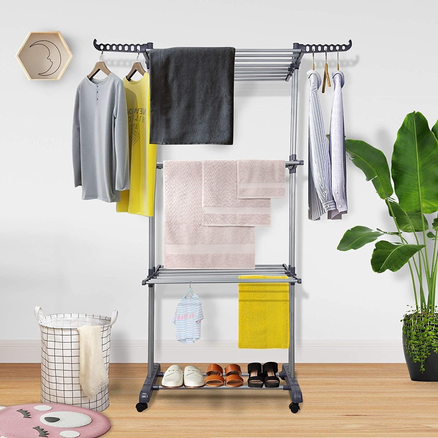 3 Tier Indoor Outdoor Laundry Dryer Rack Extra Large Clothes 360° Foldable Airer