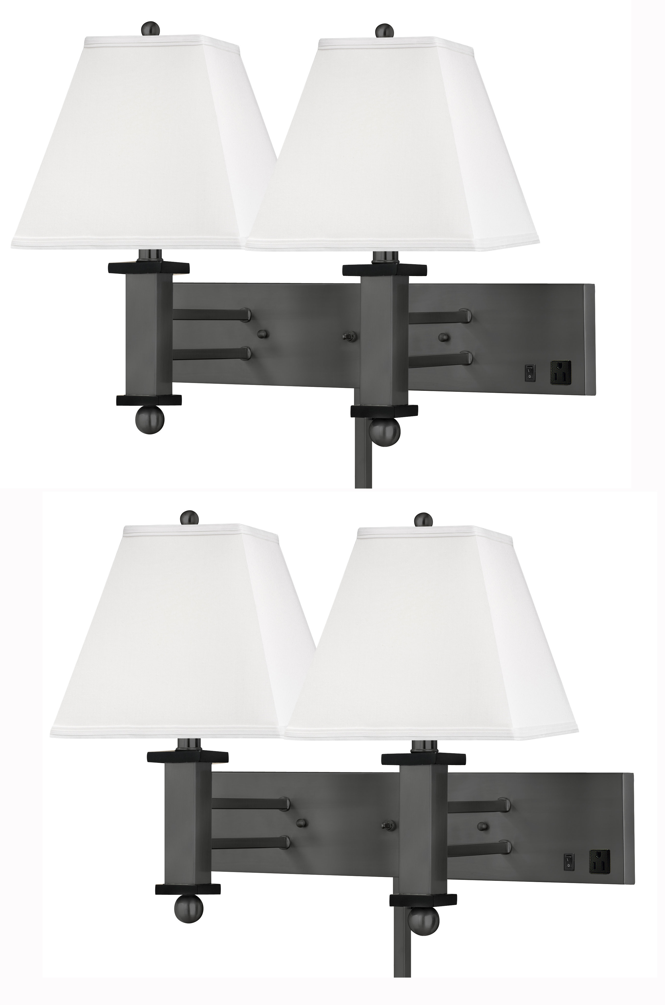Medallion Lighting Gunmetal Square Post 2 Light Plug In Black Accents Armed Sconce Wayfair