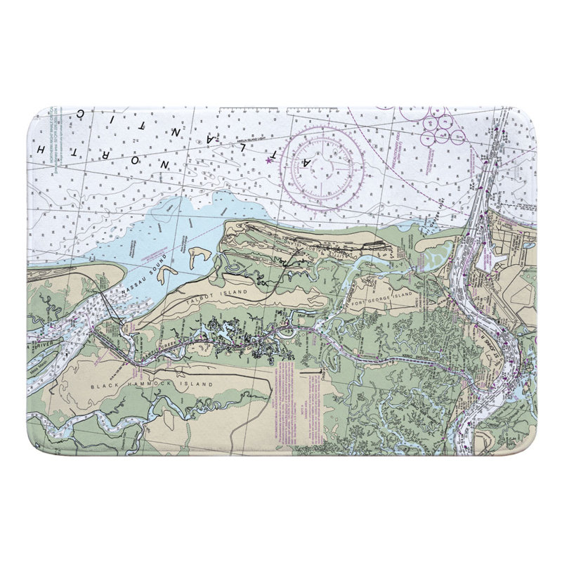 Breakwater Bay Nautical Chart Talbot Island Black Hammock Island Fort George Island Fl Bath Rug Wayfair