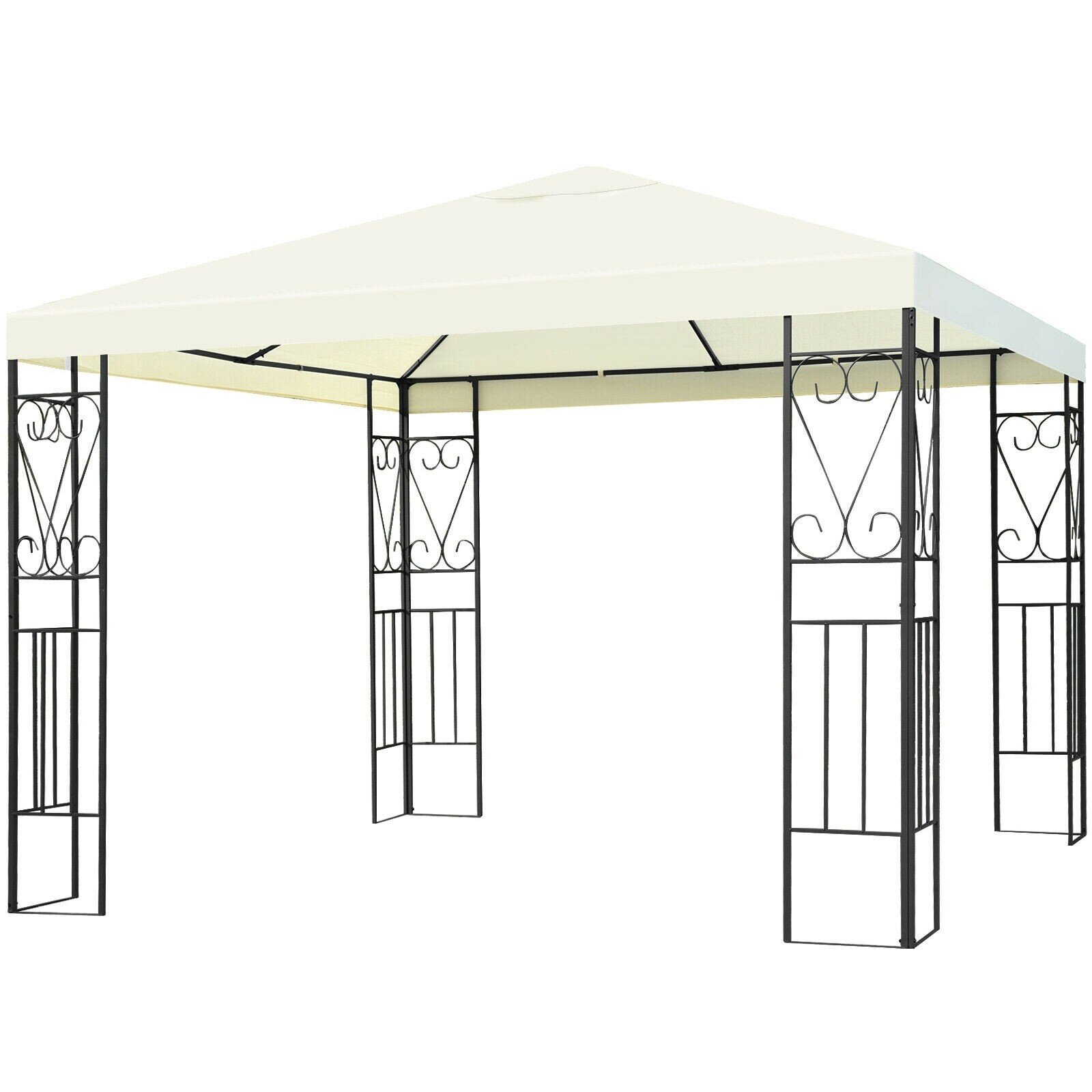 Steel Frame Gazebo Tent w/ 100 Square Feet of Shade for Patio Outdoor Gazebo Canopy Shelter w/ Netting Backyard Tangkula 10x10 Feet Patio Gazebo Poolside 