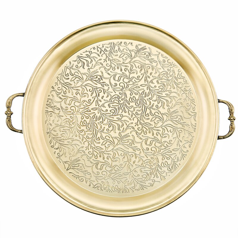 round gold serving tray