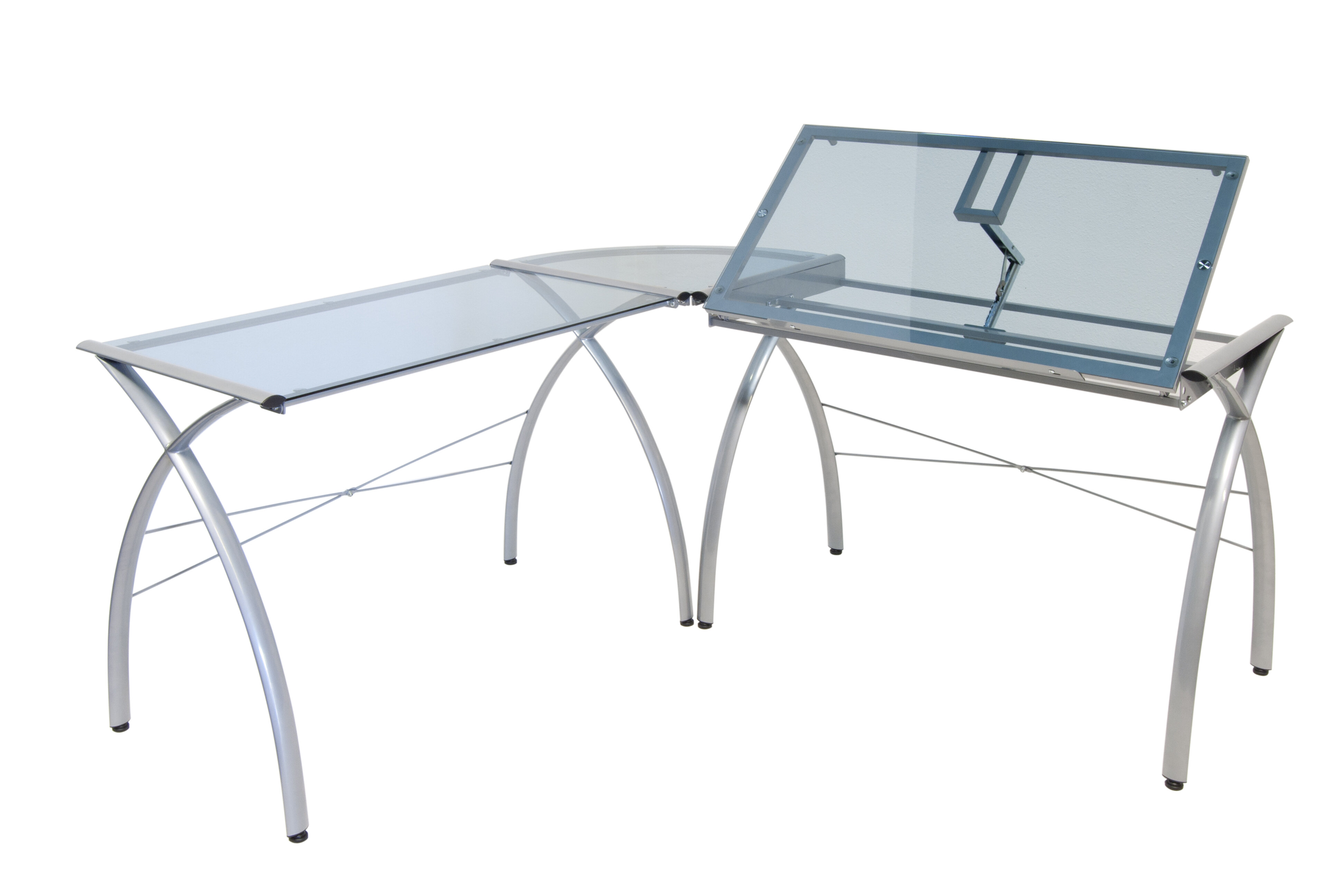 Studio Designs Futura Glass L Shape Drafting Table Reviews Wayfair
