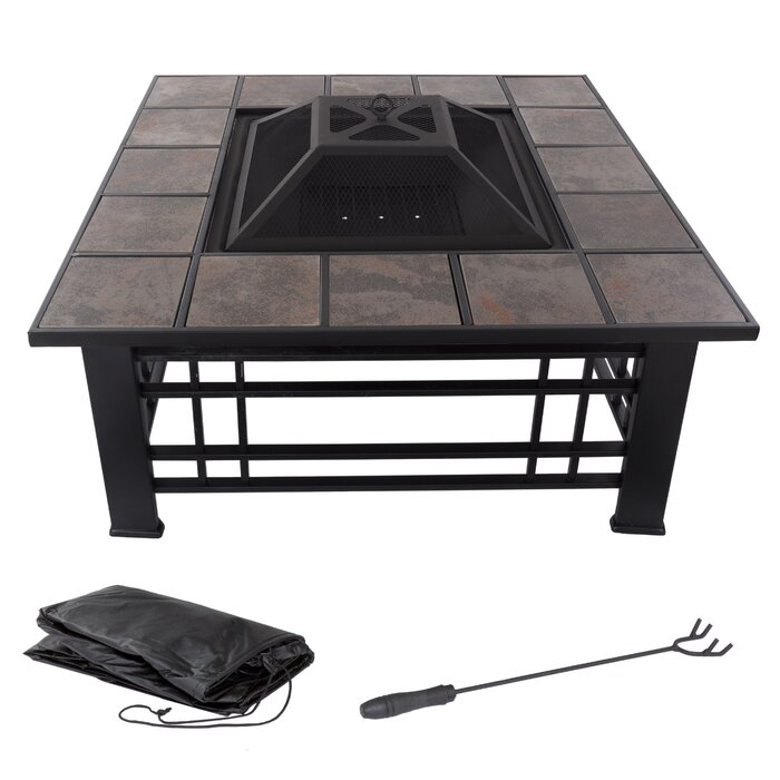 Millwood Pines Jamerson Steel Wood Burning Fire Pit Table