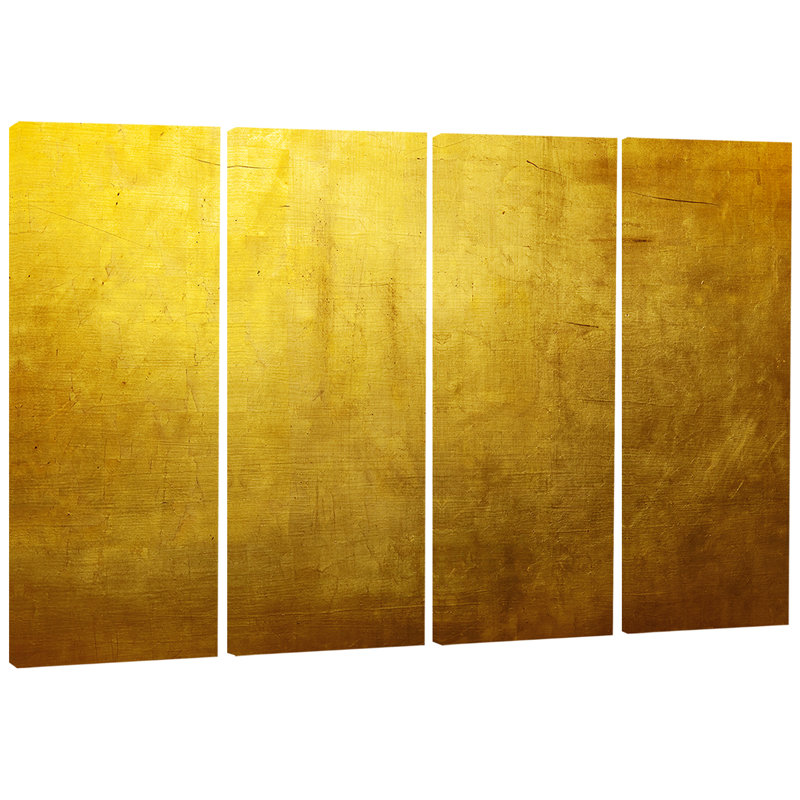 Designart Gold Texture Wallpaper 4 Piece Wrapped Canvas Graphic Art Print Set On Canvas Wayfair