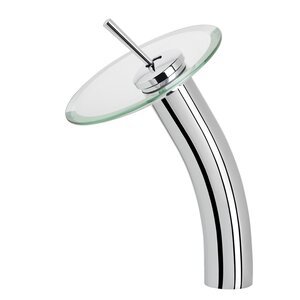 Single Handle Waterfall Bathroom Faucet with Clear Glass Disc