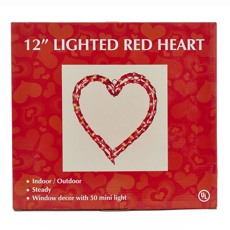 Kurt Adler Heart Window Decoration 50 Light String Lights
