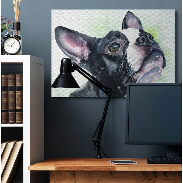 Ebern Designs Boston Terrier Dog Pet Animal Watercolor Painting