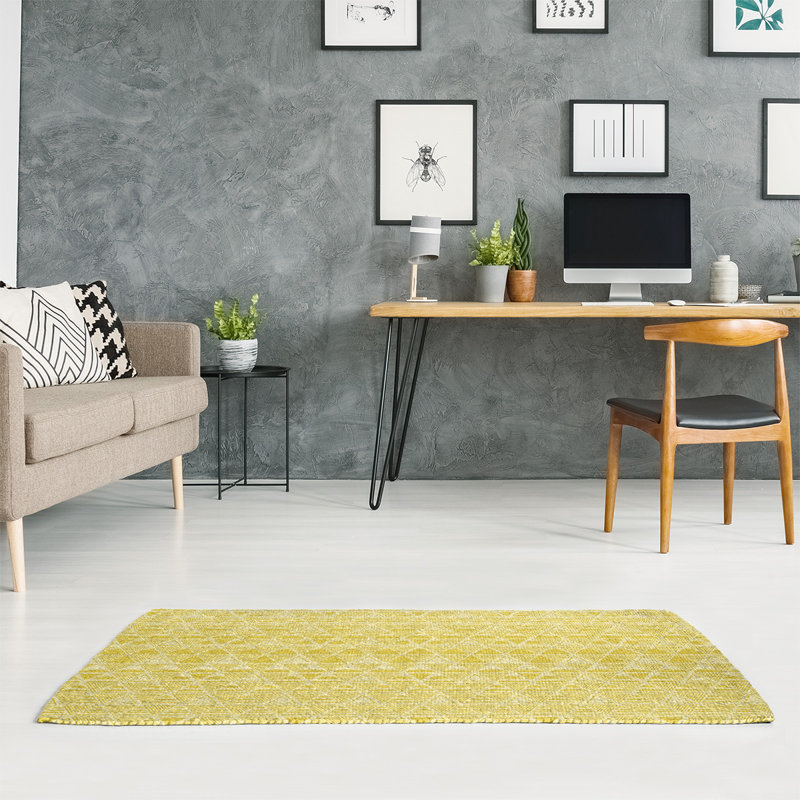 Brayden Studio Jordao Triangles Yellow Area Rug Wayfair