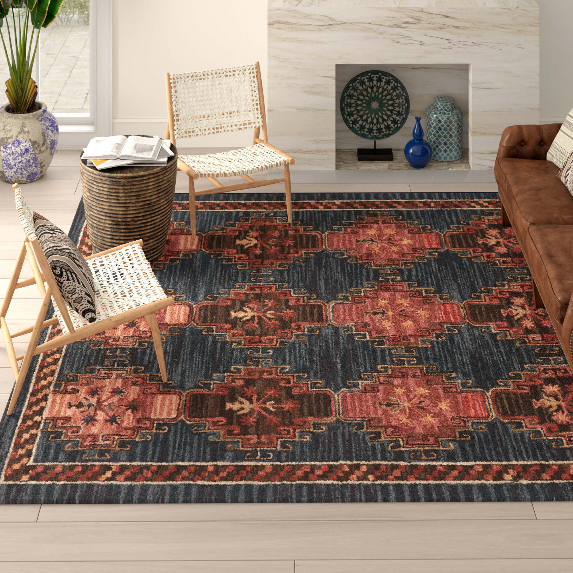 Langley Street Rockford Handmade Tufted Wool Dark Blue Rug | Wayfair