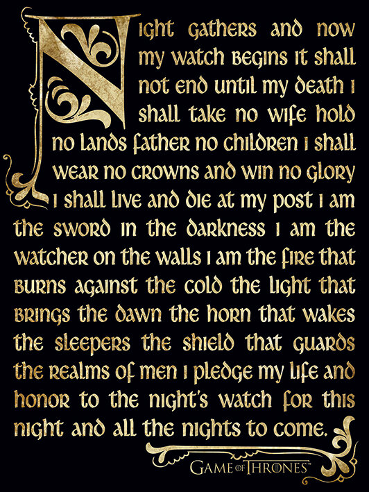 East Urban Home Game Of Thrones Season 3 Nightwatch Oath Textual Art On Canvas Wayfair Co Uk