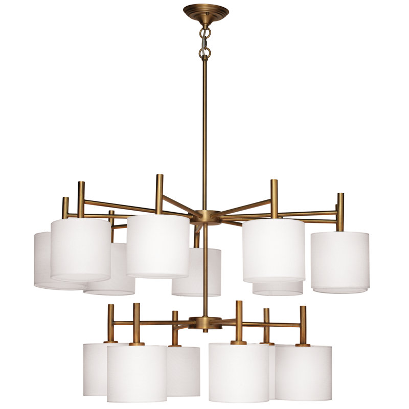 Jamie Young Company Ellis Two Tier Chandelier In Antique Brass With White Linen Shades Perigold