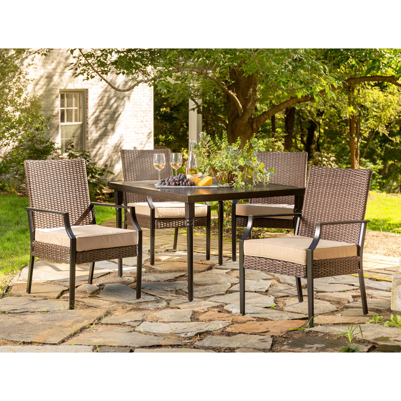 La Z Boy Addyson 5 Piece Sunbrella Outdoor Patio Dining Set With Cushions Wayfair Consider an elegant two seater bistro set so you're still able to enjoy the delights of al fresco dining, with a compact seating solution that won't dominate your garden space. wayfair com